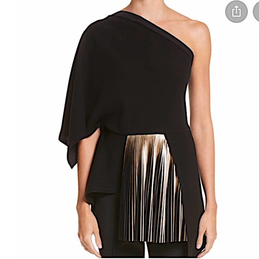 Yigal Azrouël one shoulder top with gold pleating